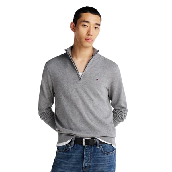 Tommy Hilfiger Herr Tröja med kort dragkedja Normal passform S Mellangrå Medium Grey S
