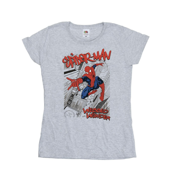 Marvel Womens/Ladies Spider-Man Sketch City Cotton T-Shirt S Sp Sports Grey S