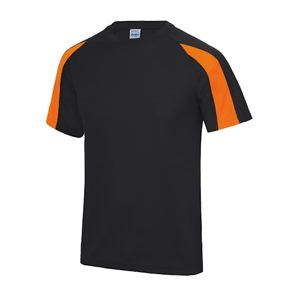 AWDis Cool Herr Kontrast Fukttransporterande T-shirt XL Jet Svart/ Jet Black/Electric Orange XL