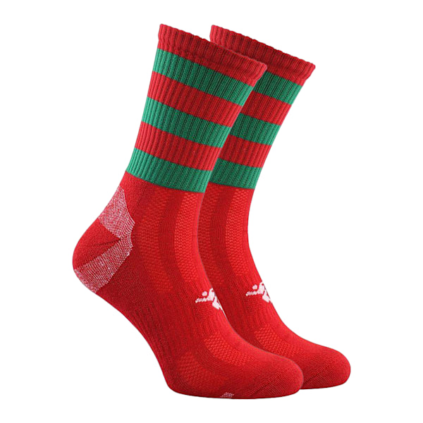 Precision Barn/Barn Pro Randiga Gaelic Mellanhöga Strumpor 12 UK Barn Red/Green 12 UK Child-2 UK