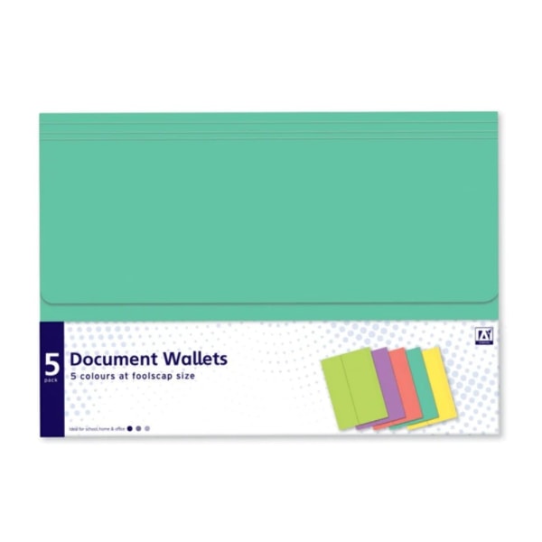 Anker Foolscap dokumentplånbok (5-pack) One Size Grön/lila Green/Purple/Peach/Blue/Yellow One Size