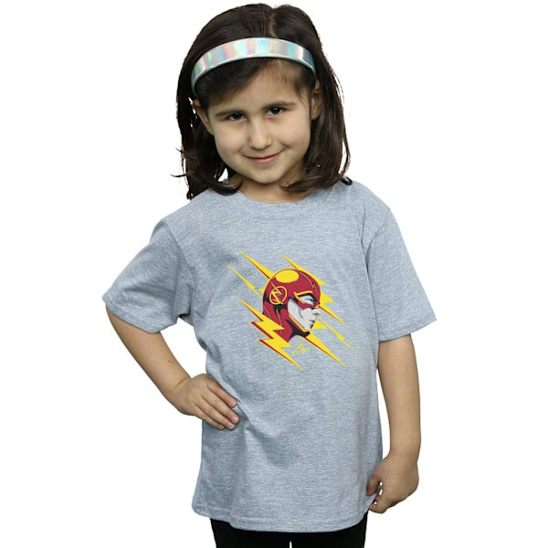 DC Comics Girls The Flash Lightning Portrait Bomull T-shirt 7-8 Sports Grey 7-8 Years