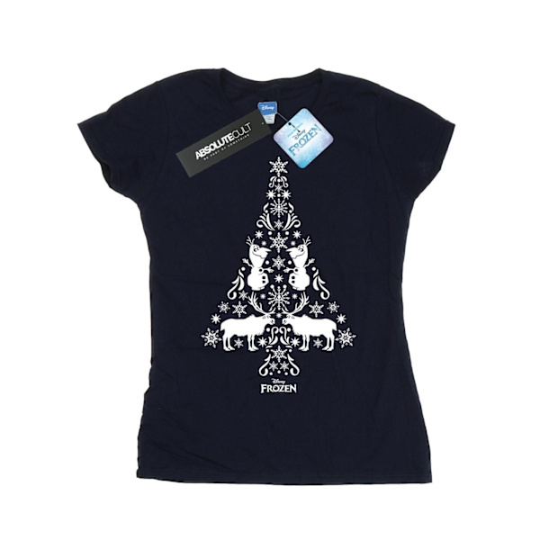 Disney Dam/Kvinnor Frozen Julgran Bomull T-shirt M Nav Navy Blue M