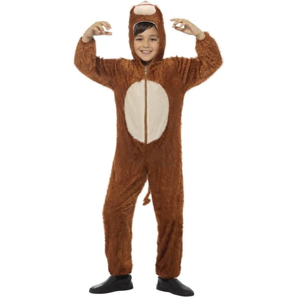 Smiffys Barn/Barn Monkey Kostym 7-9 År Brun/Vit Brown/White 7-9 Years
