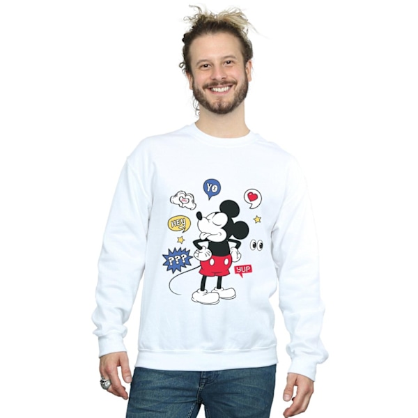 Disney Herr Mickey Mouse Tunga Ut Sweatshirt 4XL Vit White 4XL