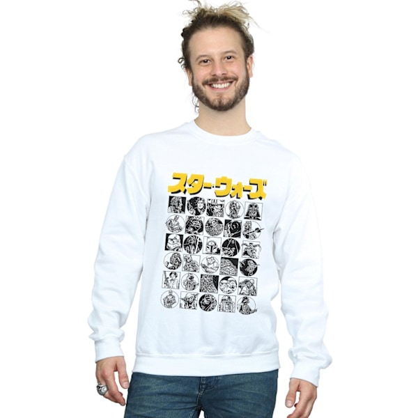 Star Wars Herr Sweatshirt med japanska tecken 4XL Vit White 4XL