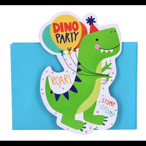 Amscan Dino-Mite Dinosaur Invitations (paket med 8) One Size Gree Green/Blue/White One Size