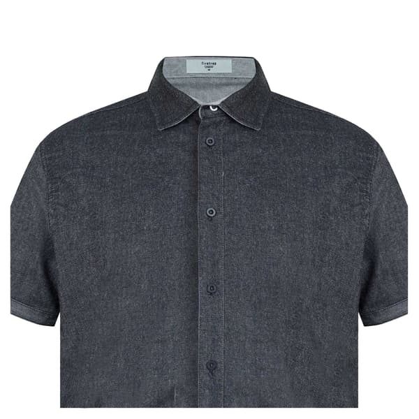 Firetrap Herr Denim Regular Kortärmad Skjorta L Grå Grey L