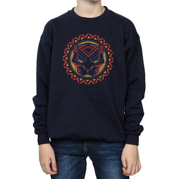 Marvel Boys Black Panther Tribal Panther Icon Sweatshirt 12-13 Navy Blue 12-13 Years