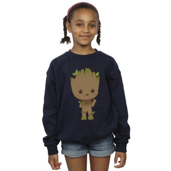 Marvel Girls I Am Groot Chibi Wave Pose Tröja 12-13 År Navy Blue 12-13 Years