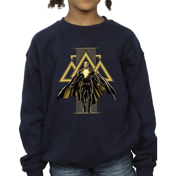 DC Comics Girls Black Adam Rising Golden Symbols Sweatshirt 12- Navy Blue 12-13 Years