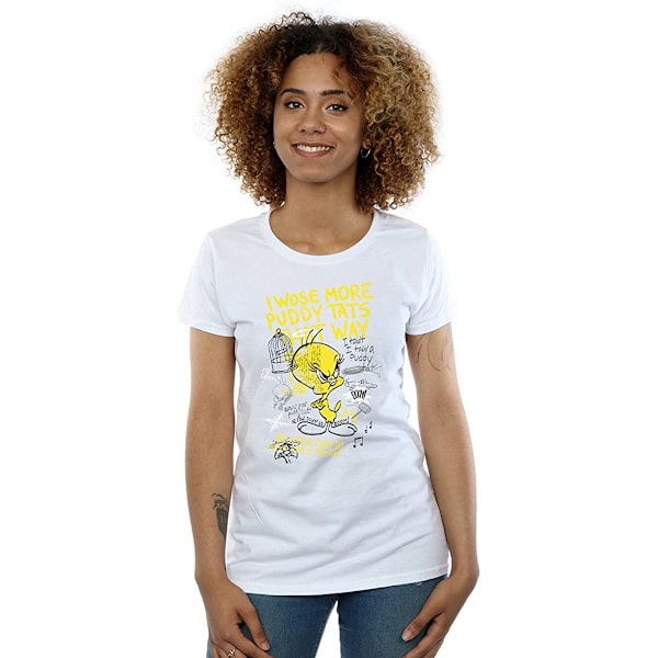 Looney Tunes Dam/Damer More Puddy Tats Tweety Bomull T-Shir White S