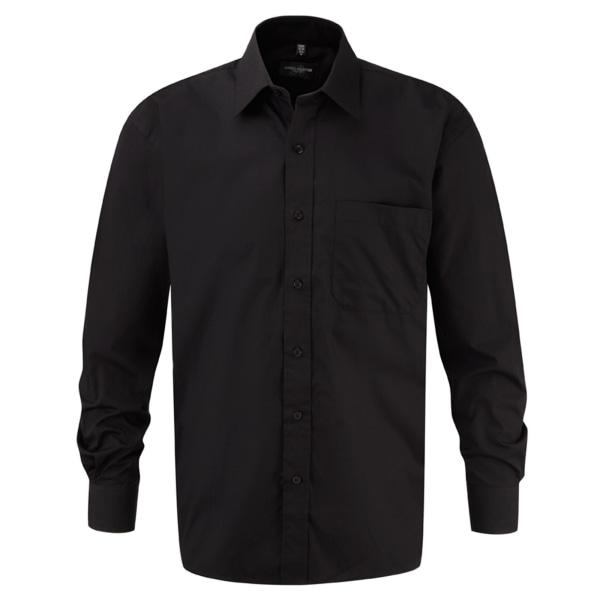 Russell Collection Herrskjorta i bomullspoplin, 15,5 tum, Blå Black 15.5in