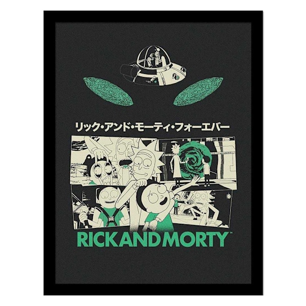Rick And Morty Inramad Tryck 40cm x 30cm Grön/Vit/Svart Green/White/Black 40cm x 30cm