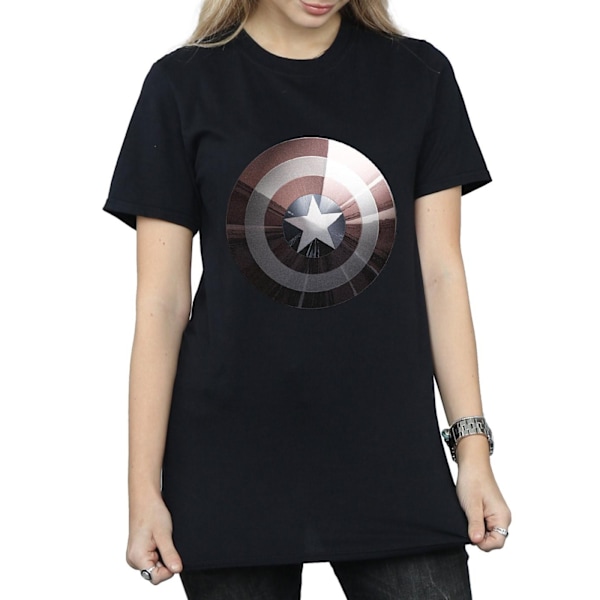 Marvel Dam/Damer Captain America Shield Shiny Cotton Boyfri Black 3XL