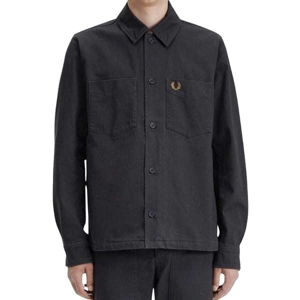 Fred Perry Herr Anchor Herringbone Overshirt S Grå Grey S