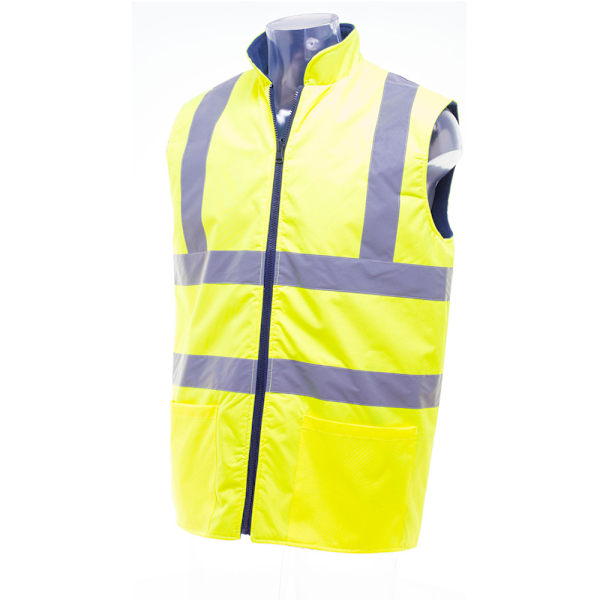 Yoko Mens Workwear Hi-Vis Reversible Fleece Vest / Jacket 2XL H Hi-Vis Yellow 2XL