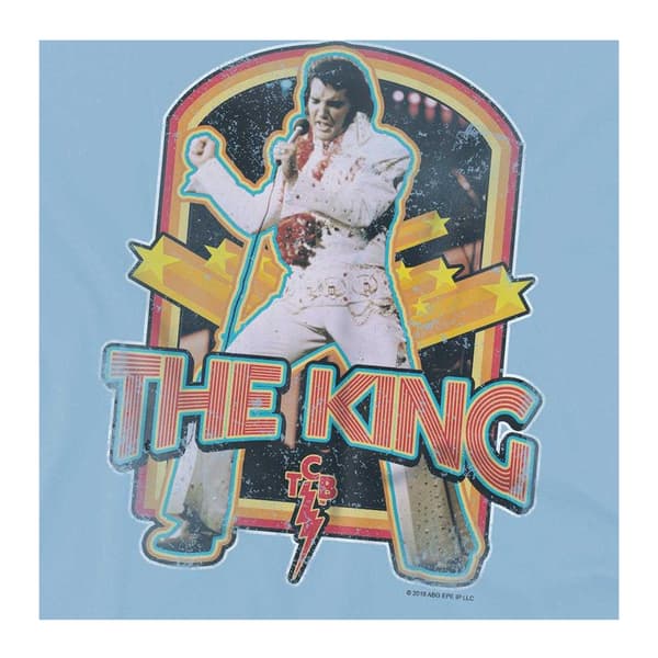 Elvis Presley T-shirt med sliten King-design för barn 7-8 år Light Blue 7-8 Years