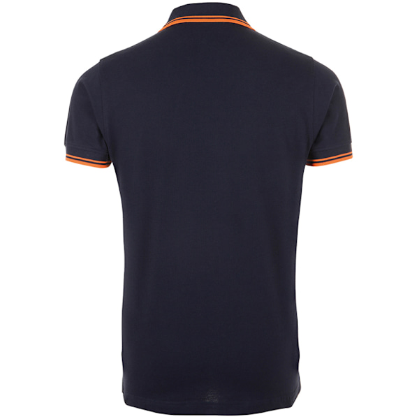 SOLS Pasadena Tipped Kortärmad Pique Poloskjorta 3XL Fre French Navy/Neon Orange 3XL