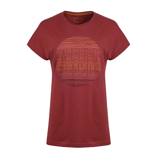 Weird Fish Dam T-shirt i Sunset Slub Organic för Kvinnor/Damer Storlek 10 UK Rhub Rhubarb 10 UK