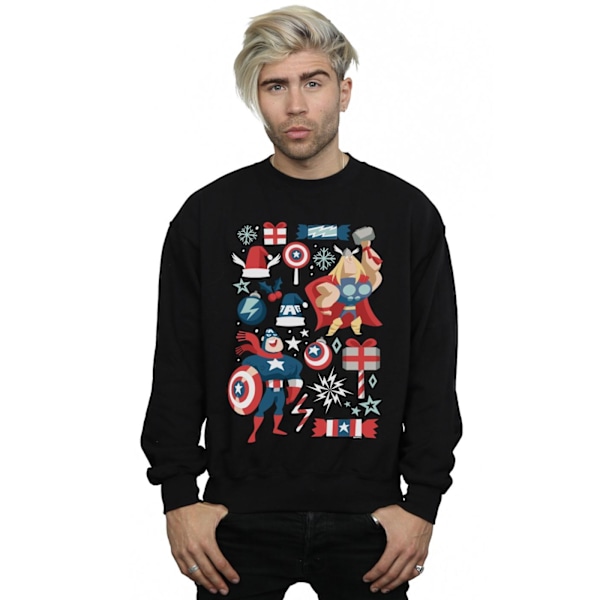 Marvel Herr Thor Och Captain America Juldag Sweatshirt 4 Black 4XL