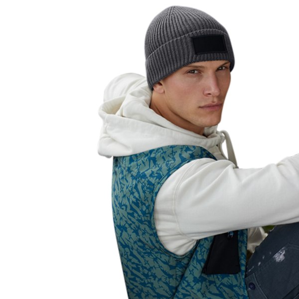Beechfield Fashion Woven Patch Beanie One Size Graphite Grey/Bl Graphite Grey/Black One Size