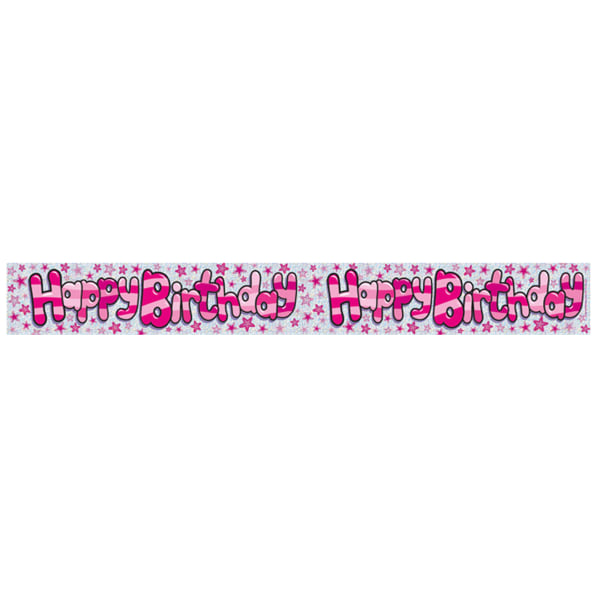 Expression Factory Holografisk Grattis på födelsedagen Pink Stars Foil P White/Pink One Size