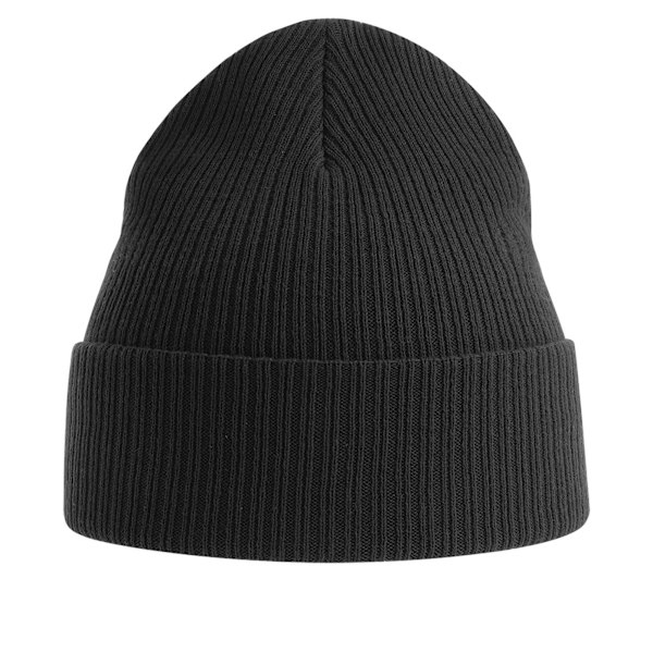 Atlantis Unisex Vuxen Nelson Ribbad Ekologisk Bomulls Mössa En Storlek Black One Size