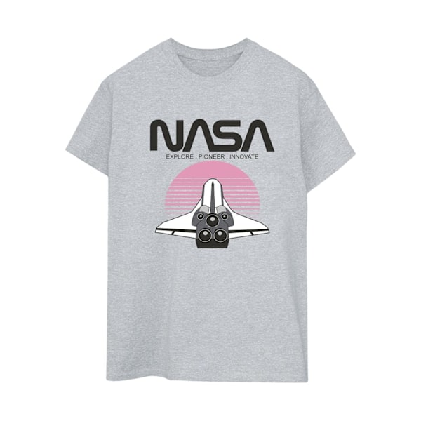 NASA Dam/Kvinnors Rymdfärja Solnedgång Bomull Pojkvän T-Shir Sports Grey 3XL