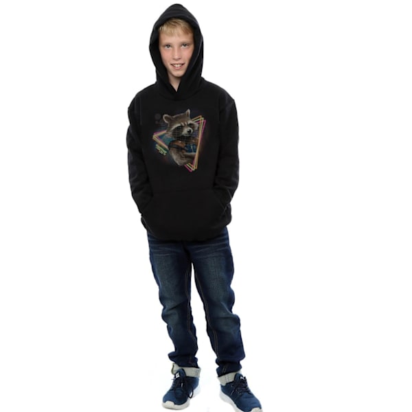 Marvel Boys Guardians Of The Galaxy Neon Rocket Hoodie 12-13 År Black 12-13 Years