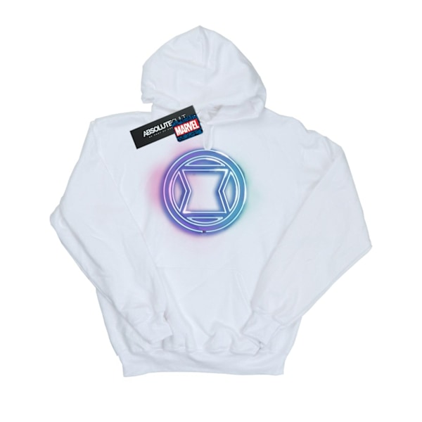 Marvel Boys Black Widow Neon Logo Hoodie 12-13 år Vit White 12-13 Years