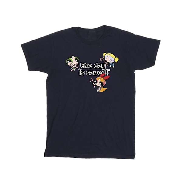 Powerpuff Girls Girls The Day Is Saved Bomull T-shirt 5-6 år Navy Blue 5-6 Years