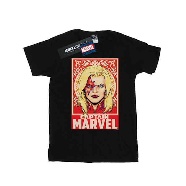 Marvel Girls Captain Marvel Ornament Bomull T-shirt 12-13 år Black 12-13 Years