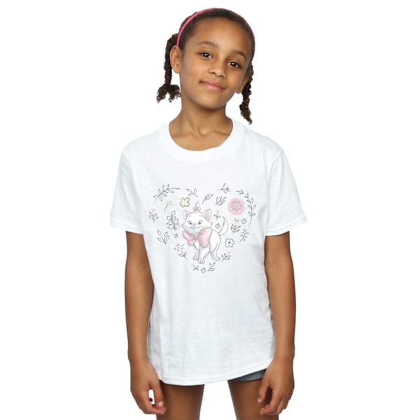 Disney Girls The Aristocats Marie Heart Bomull T-shirt 5-6 år White 5-6 Years