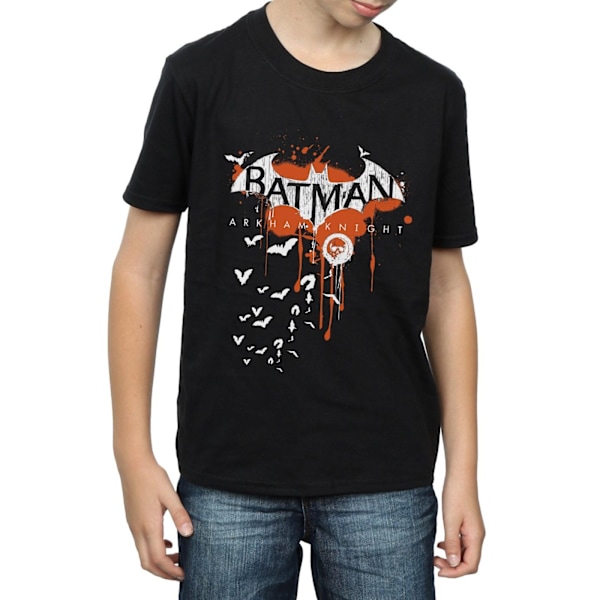 DC Comics Boys Batman Arkham Knight Halloween Logo Art T-Shirt Black 7-8 Years