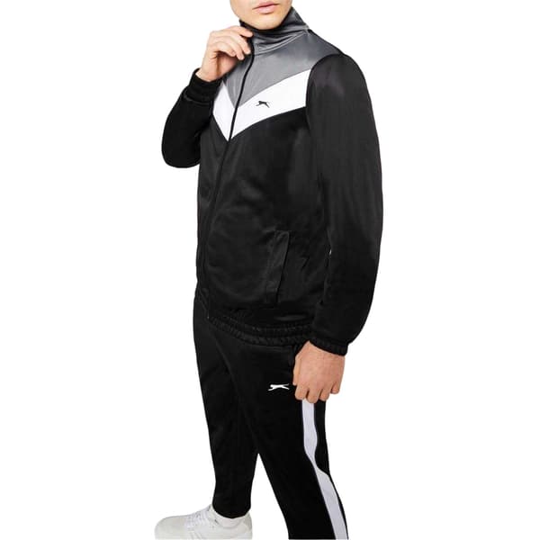 Slazenger Herr Chevron Lättvikts Träningsoverall Set M Svart/Grå Black/Charcoal M