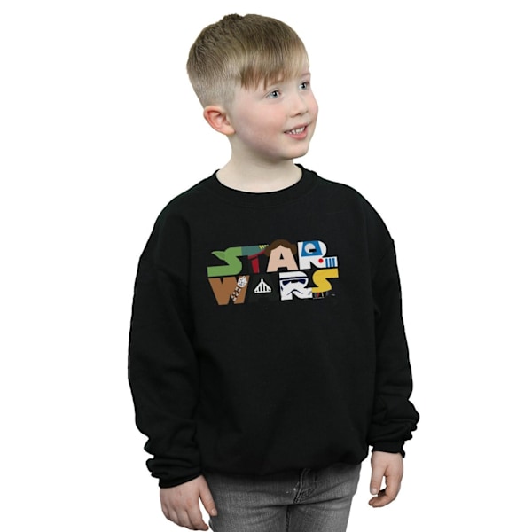 Star Wars Pojkar Karaktär Logo Sweatshirt 7-8 År Svart Black 7-8 Years