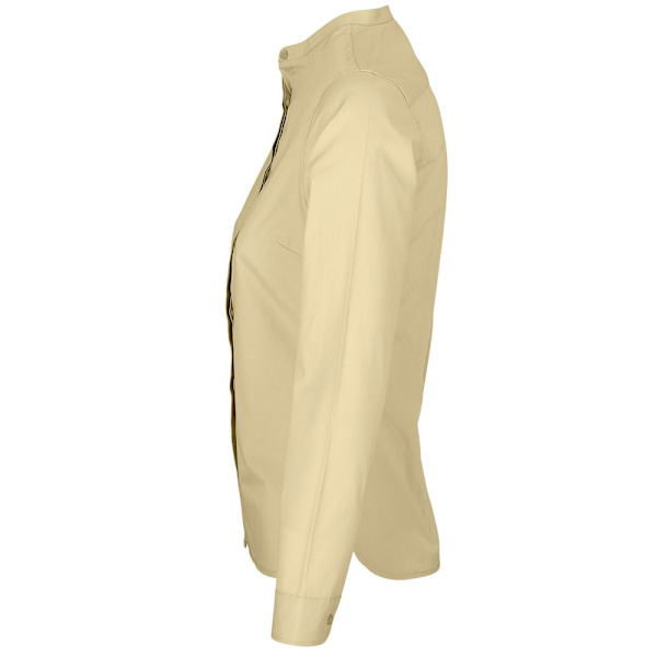 NEOBLU Dam/Kvinnor Poplin Bart Mao Krage Långärmad Skjorta Beige 8 UK - 10 UK