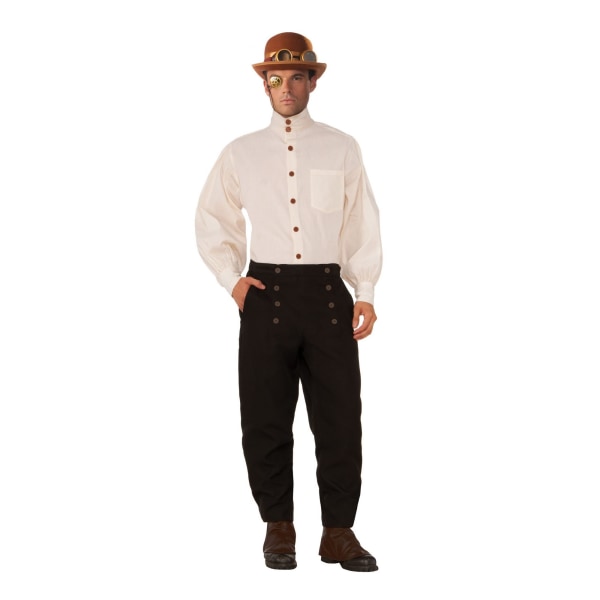Bristol Novelty Mens Steampunk High Collar Shirt One Size Beige Beige One Size