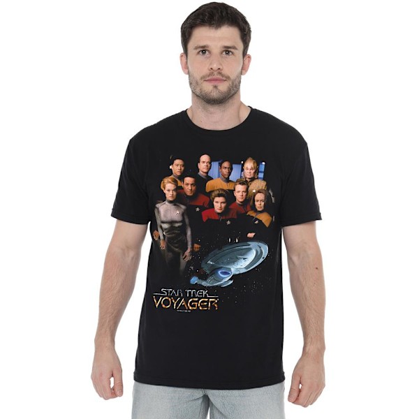 Star Trek Herr Voyager Crew T-Shirt 3XL Svart Black 3XL