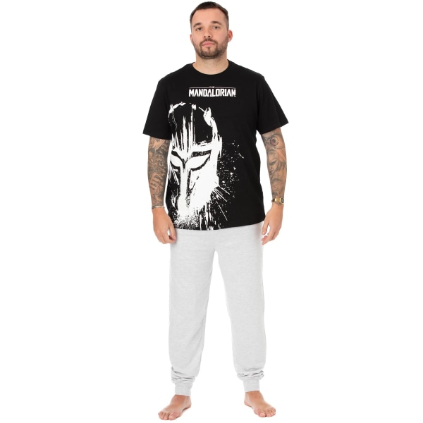 Star Wars: The Mandalorian Mens Splattered Pyjamas Set XL Svart/ Black/White/Grey XL