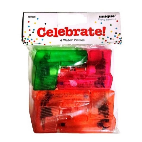 Unikt festfirande! Vattenpistolfester (paket med 4) Multicoloured One Size