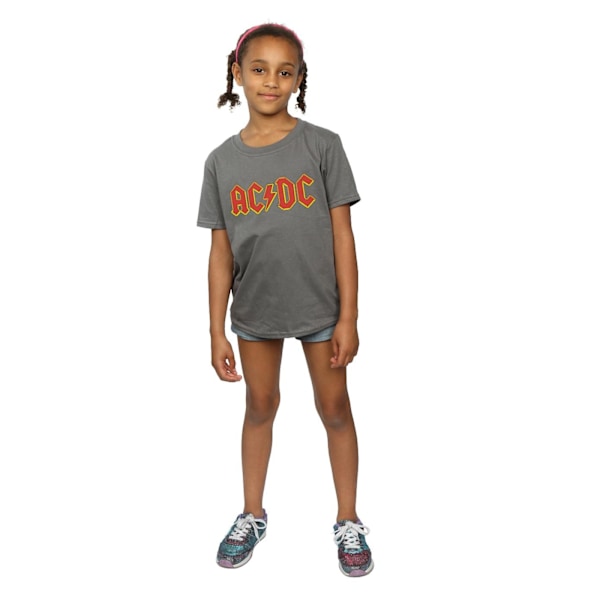 AC/DC Flickor Logotyp Bomulls T-shirt 7-8 År Kolgrå Charcoal 7-8 Years