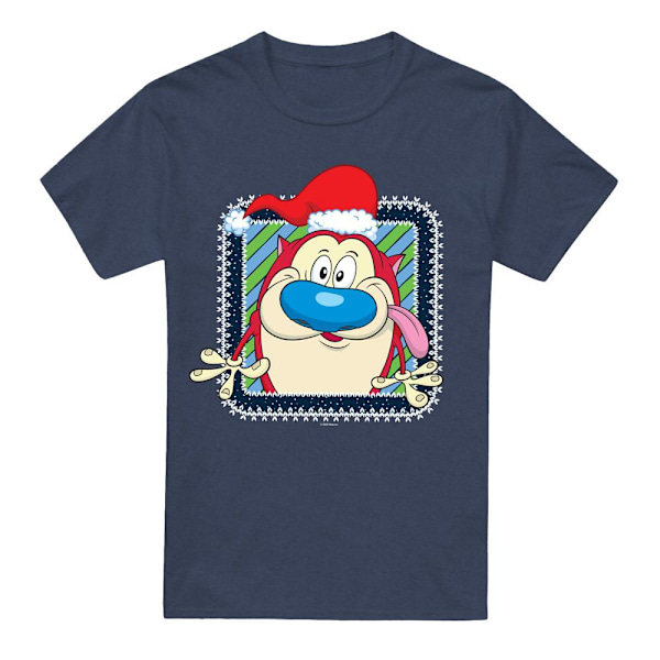 Ren & Stimpy Unisex Vuxen Festlig Jultröja med Tomteluva S Navy S