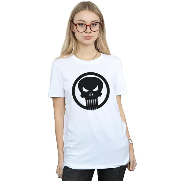 Marvel Dam/Dam The Punisher Skull Circle Bomull Boyfriend White M