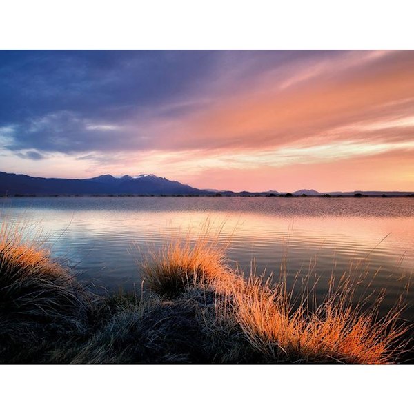Dennis Frates Sunrise On Borax Pond Inramad Canvas Tavla 80cm x Blue/Orange 80cm x 60cm