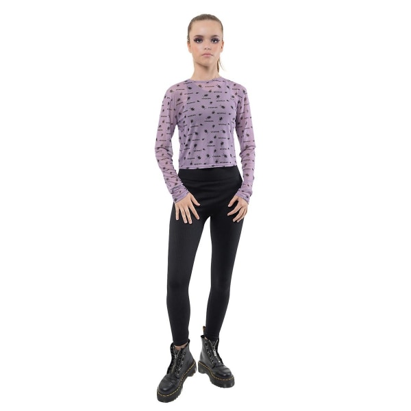 Beetlejuice Dam/Dam Beetle Pattern Mesh Cropped Crop Top Purple L