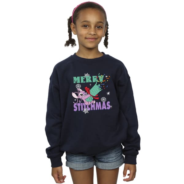 Lilo & Stitch Flickor Merry Stitchmas Tröja 9-11 År Marinblå Navy Blue 9-11 Years