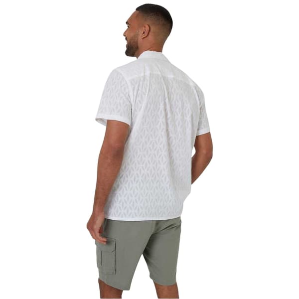 Threadbare Herrskjorta med geometriskt mönster, kortärmad M Vit White M
