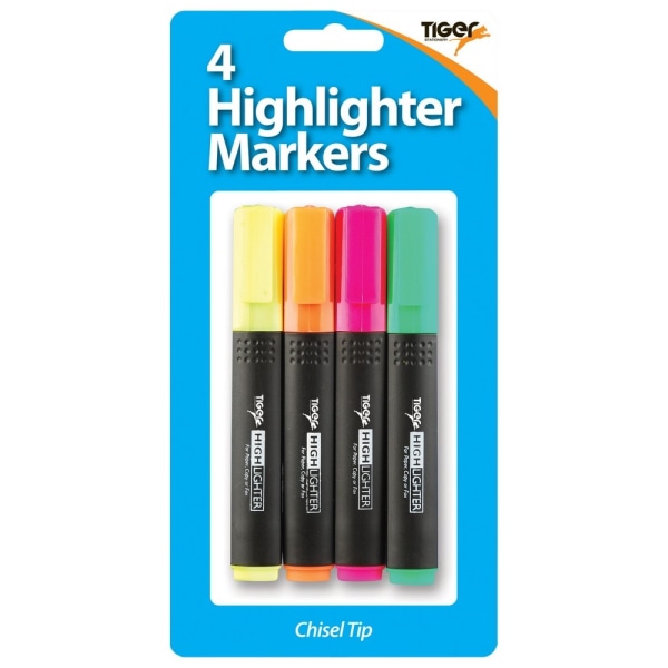 Tiger Stationery Highlighter (Pack med 4) One Size Flerfärgad Multicoloured One Size